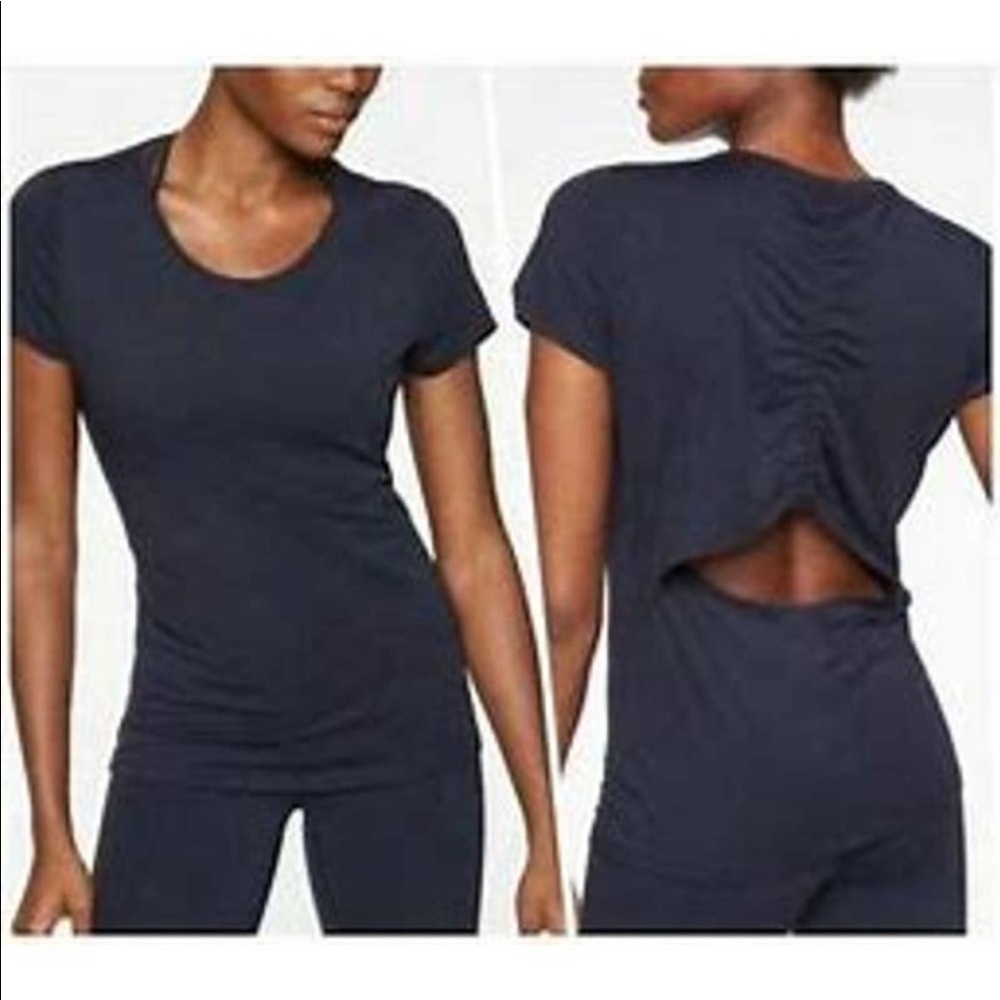 NWOT Athleta Navy Blue Open Back Top Sz M